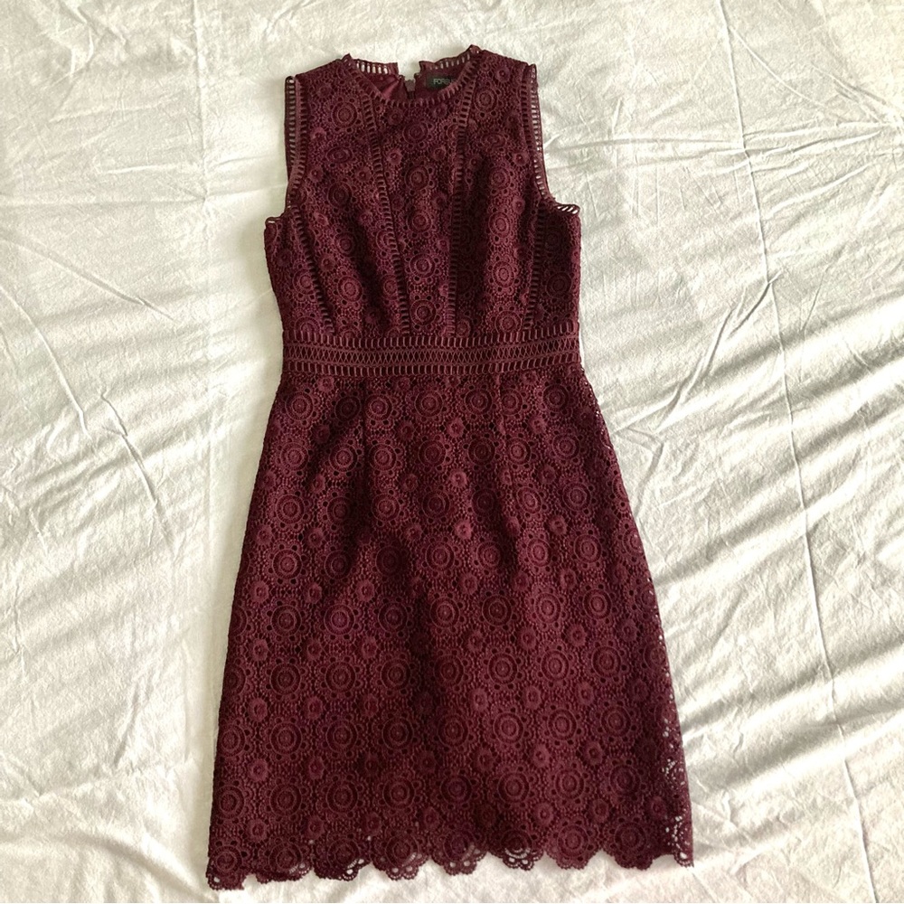 COPY - Deep plum lace/crochet embroidered bodycon dress size 2 from Forever New